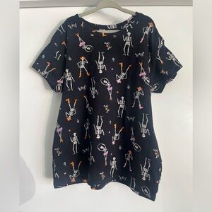 Old Navy Black Tee with Colorful Skeletons